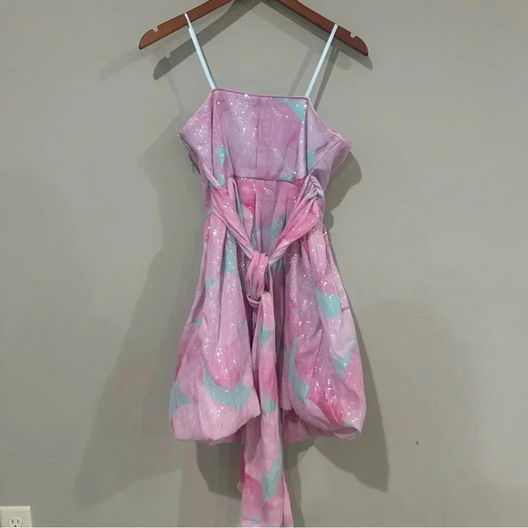 HUTCH Polly Sequin Dress Aqua Neon Size 4 NWT - Picture 4 of 5